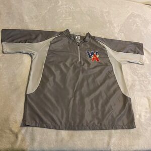 RJ Angels‎ Baseball Pullover Jacket Mens XL Short Sleeve Gray Windbreaker Logo
